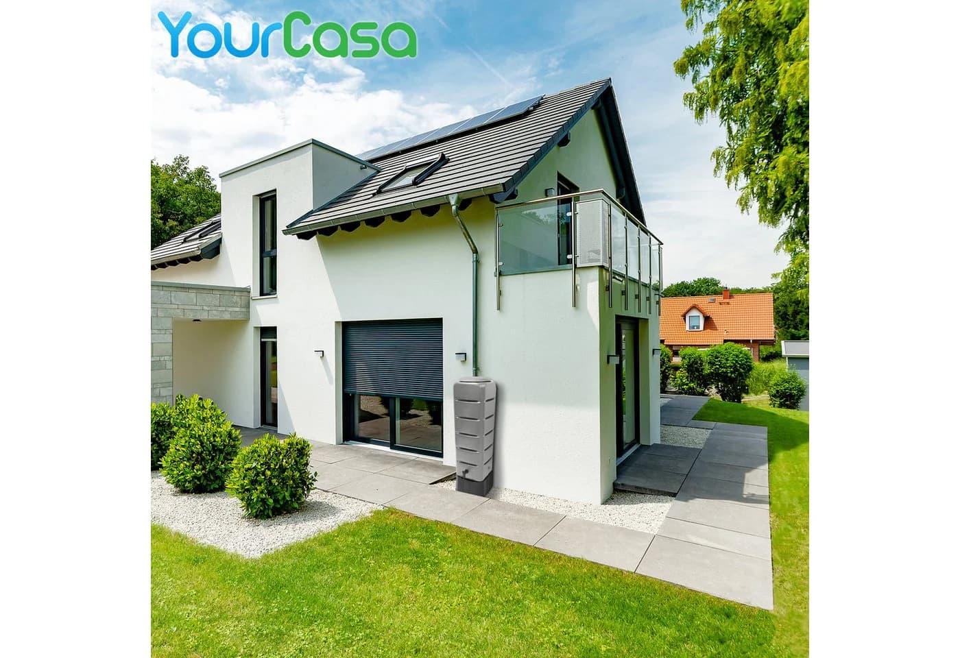 YourCasa Regentonne 120L Grau mit Standfuß - Bild 4
