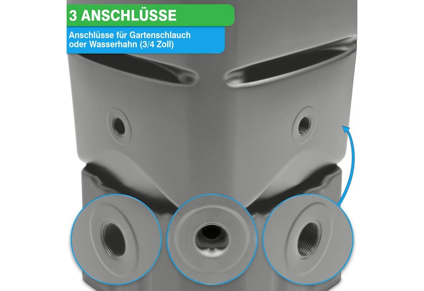 YourCasa Regentonne 120L Grau mit Standfuß - Bild 5