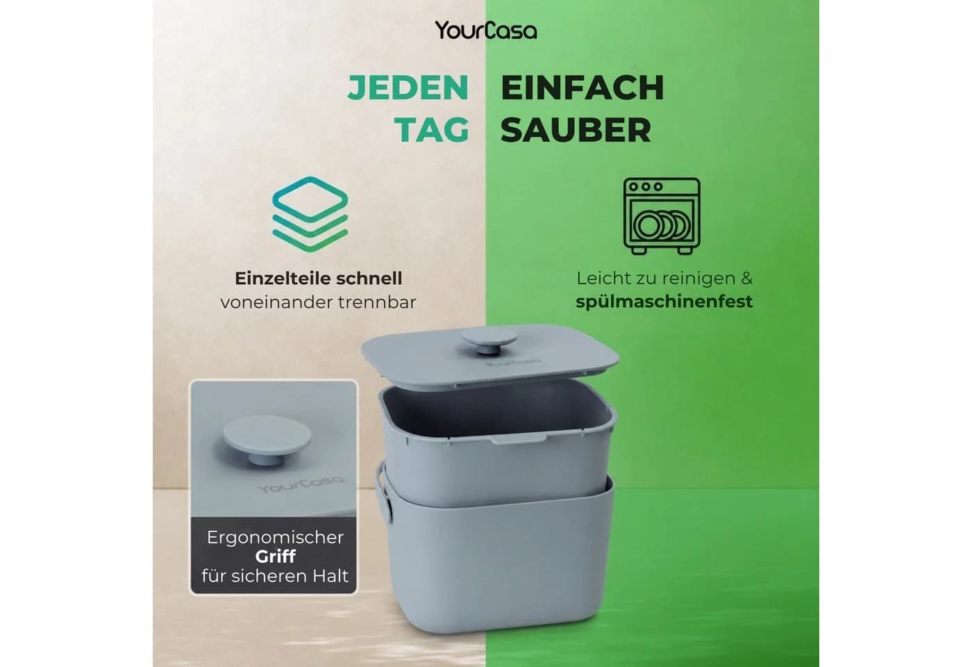 YourCasa Biomülleimer Küche 5L Spülmaschinenfest mit Sieb - Bild 5