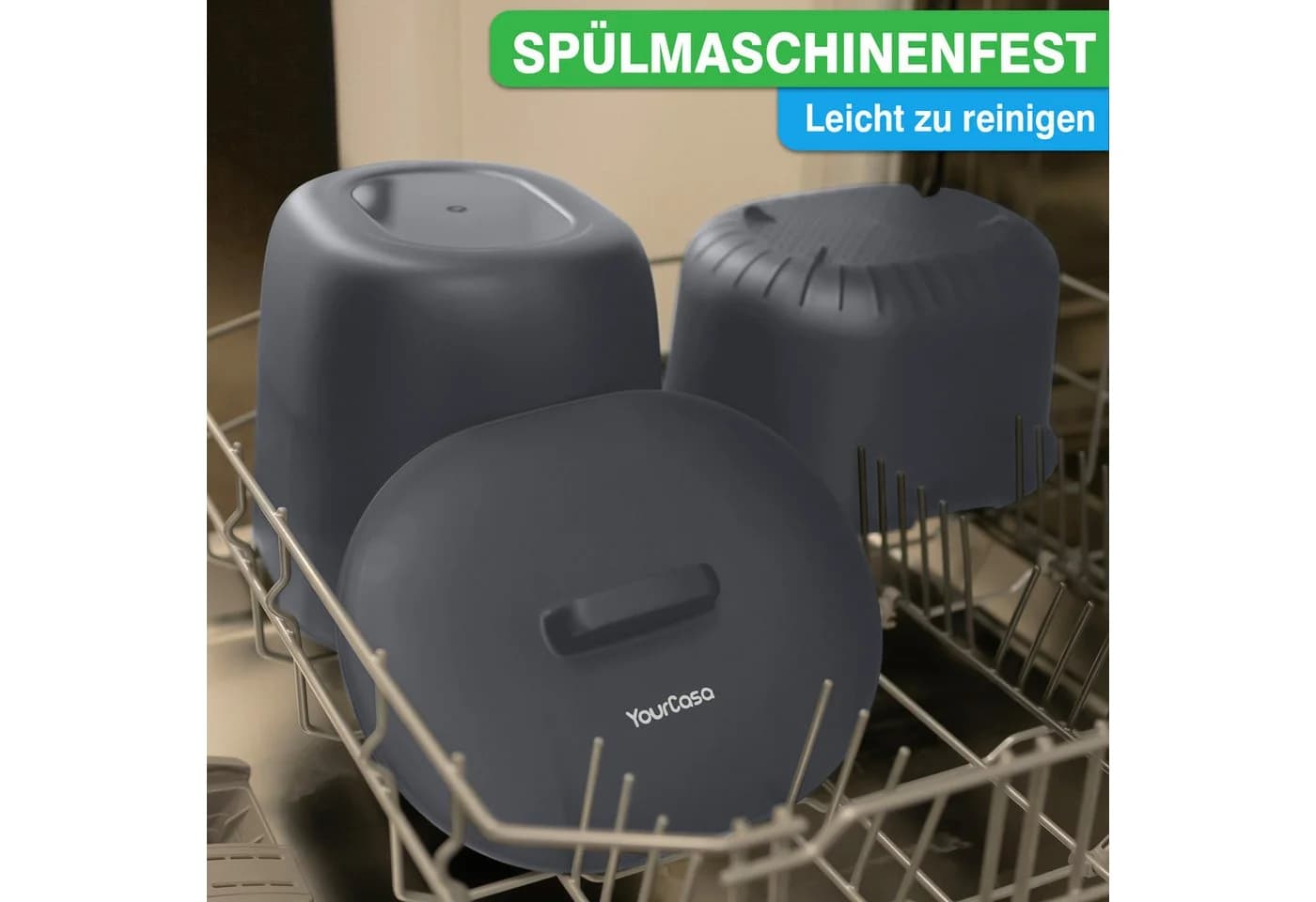 YourCasa Biomülleimer Küche 6L Anthrazit Spülmaschinenfest mit Sieb - Bild 4
