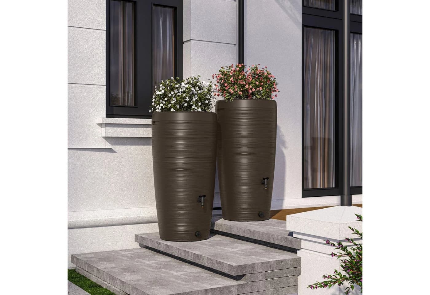 YourCasa Regentonne 240 Liter Aquasplash Braun Messing Wasserhahn