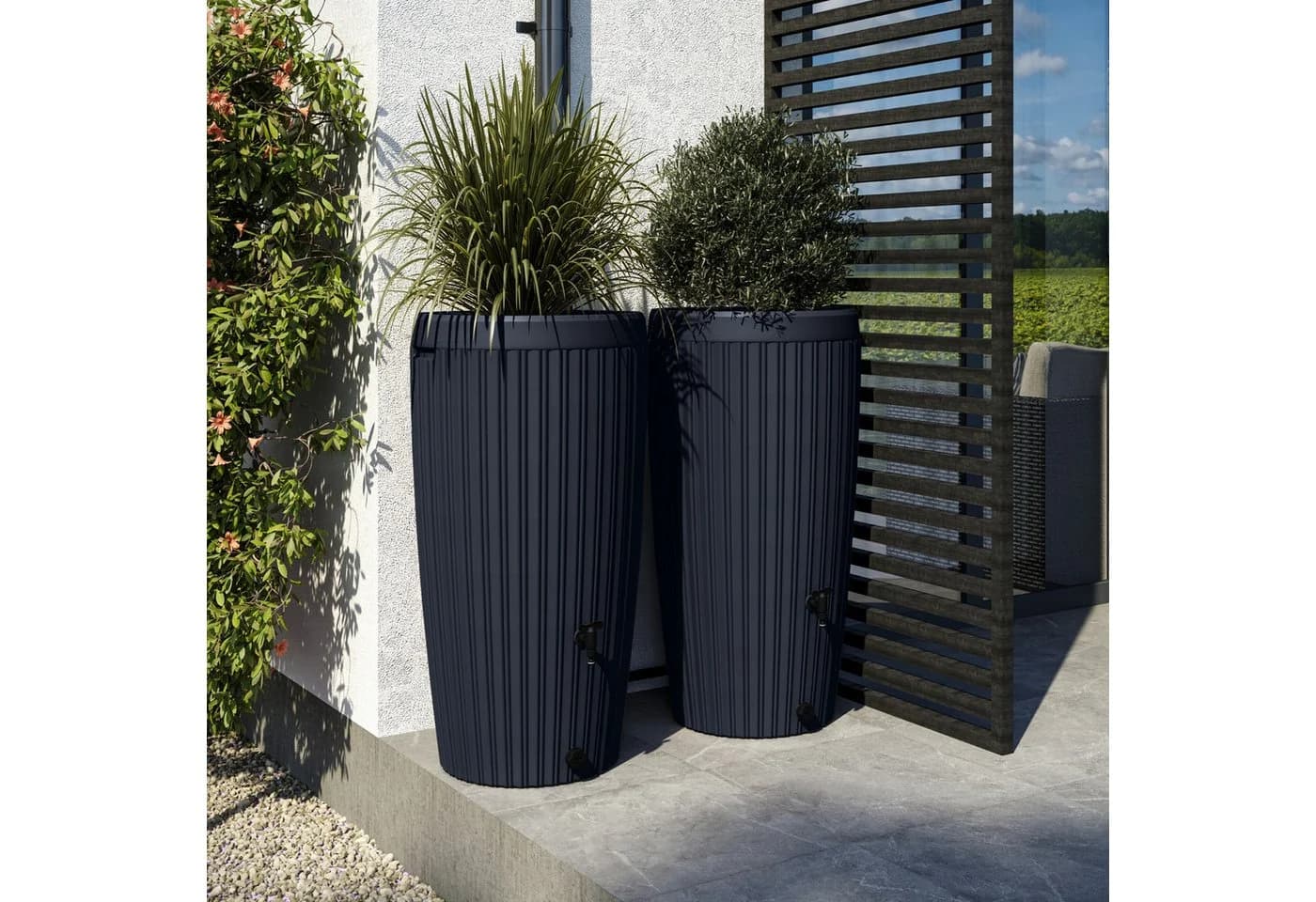 YourCasa Regentonne 240L mit Messinghahn & Pflanzdeckel