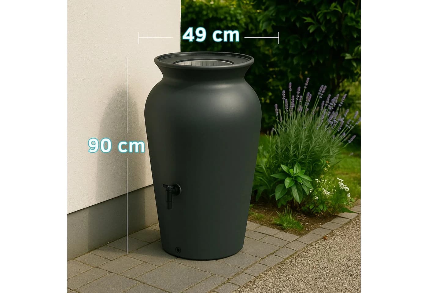 YourCasa Regentonne 120-230 Liter mit Filterkorb und Wasserhahn Schwarz