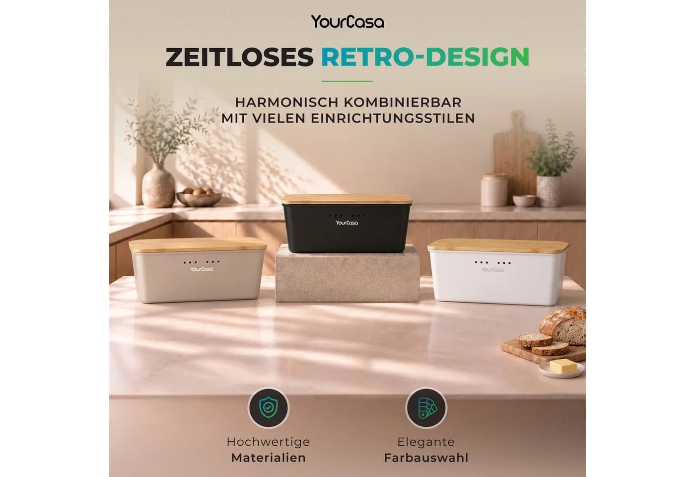 YourCasa Brotkasten Ecobox mit Bambusdeckel als Schneidebrett - Bild 3