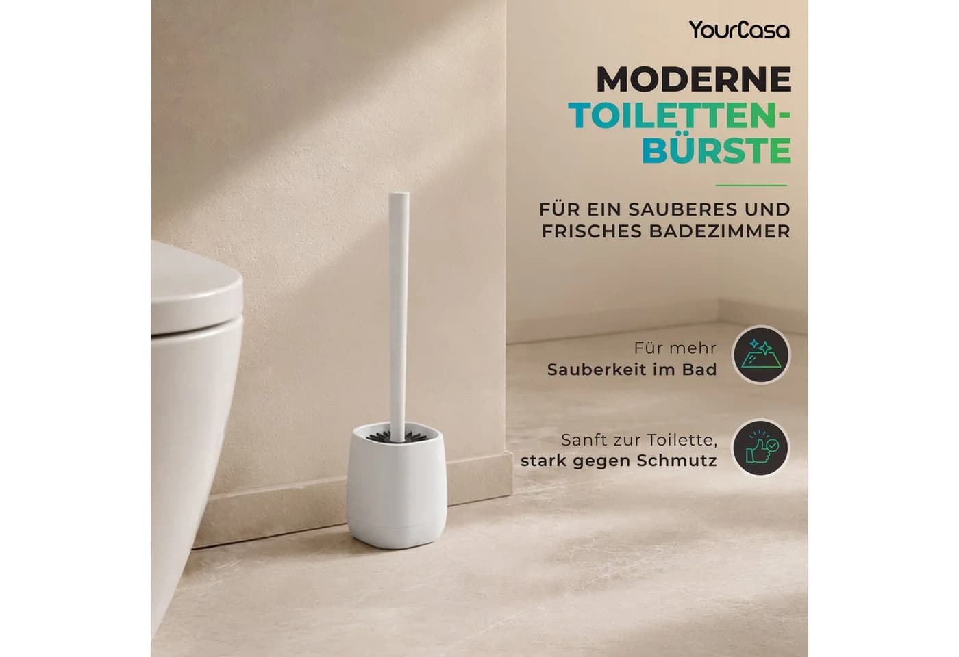 YourCasa WC-Reinigungsbürste Silikon mit Halter Schwarz