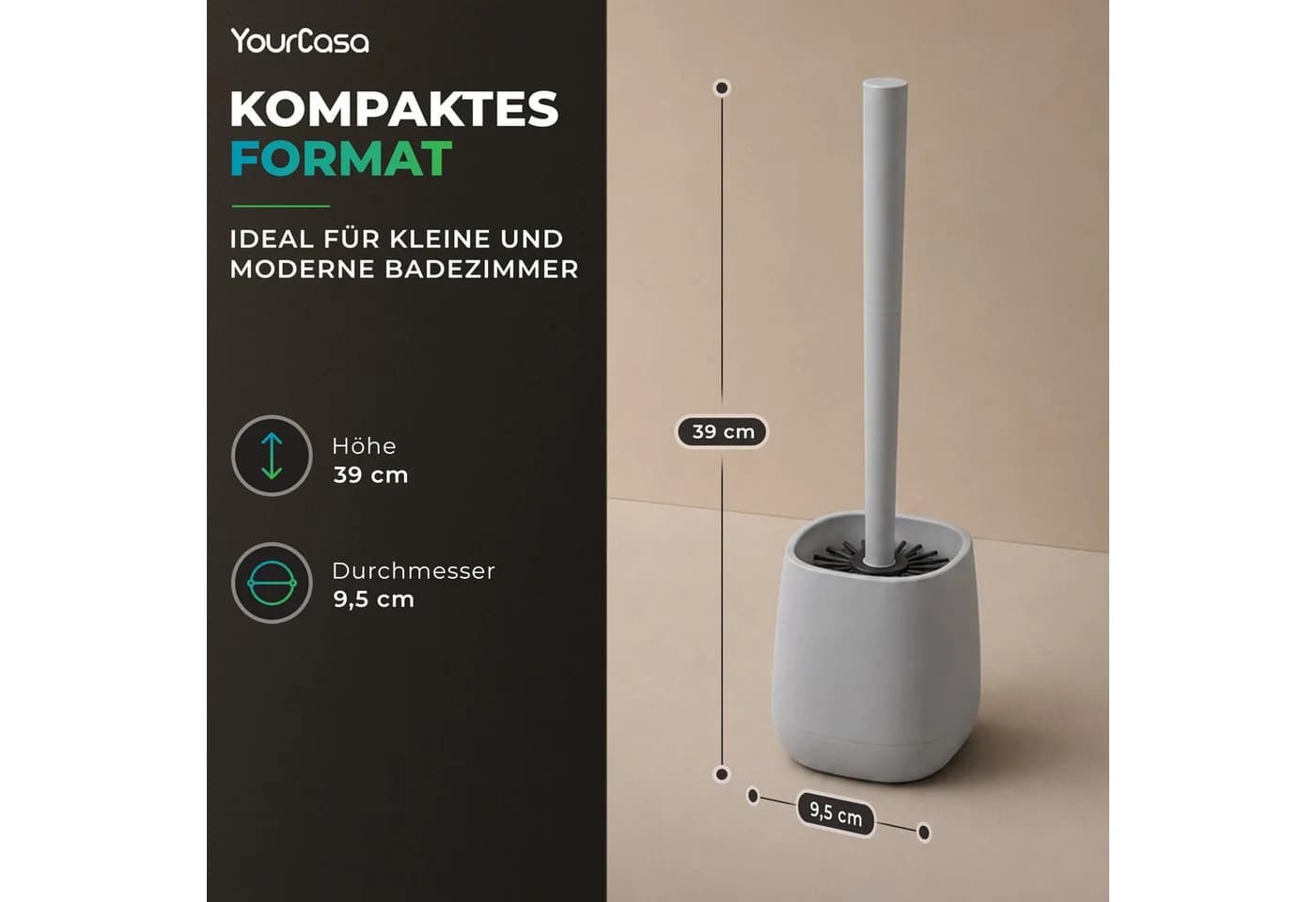 YourCasa WC-Reinigungsbürste Silikon mit Halter Schwarz - Bild 5