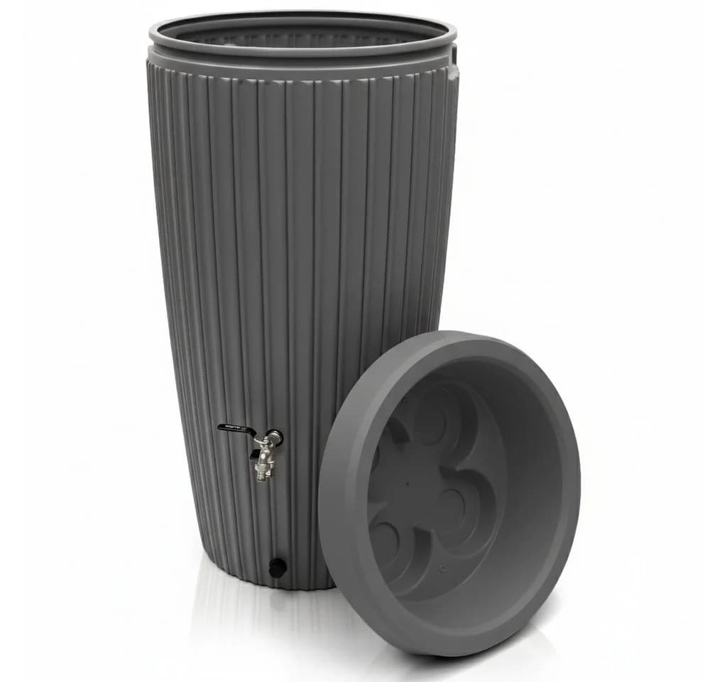YourCasa Regentonne 240 Liter Grau mit Messinghahn - Bild 2