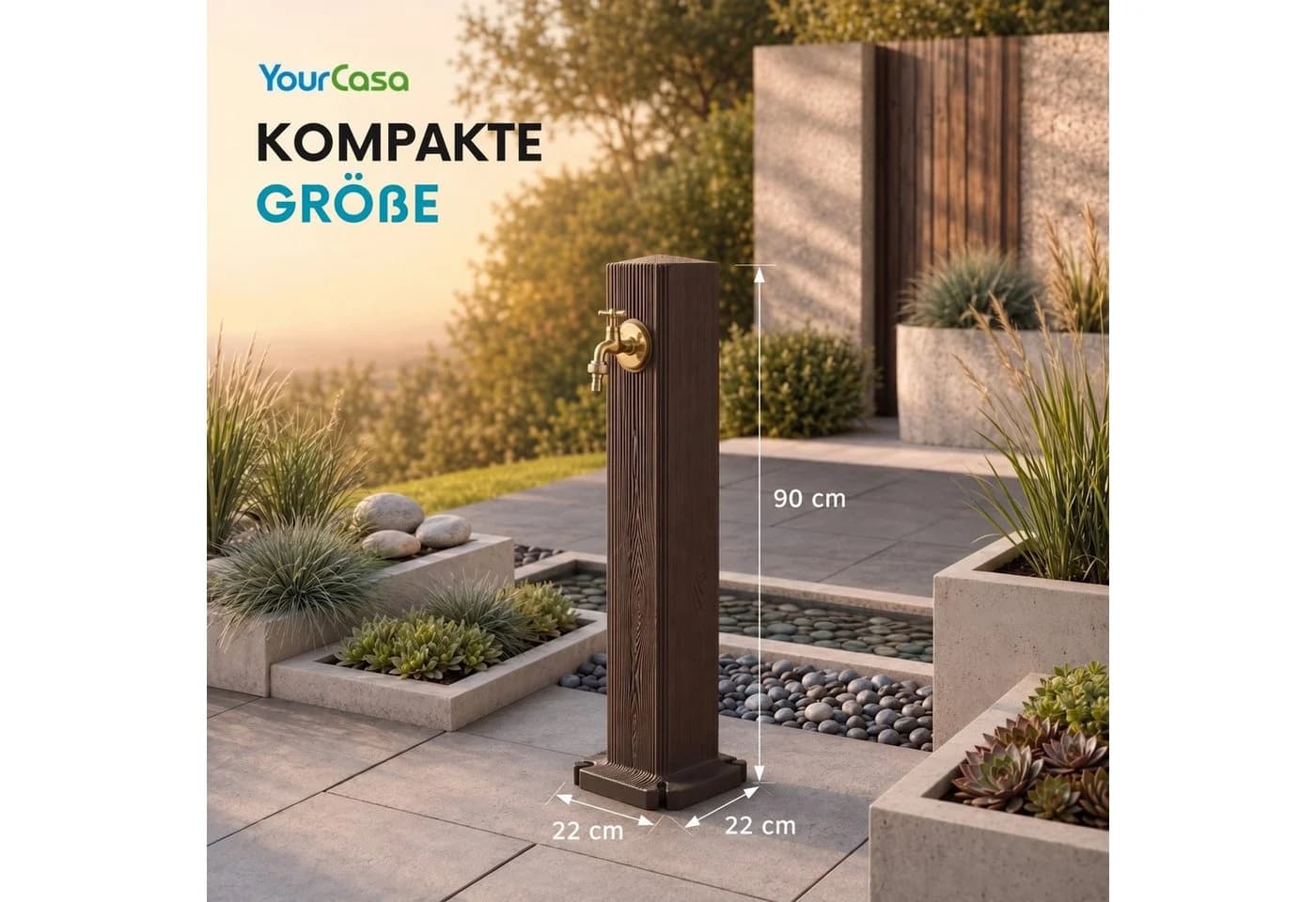 YourCasa Gartenbrunnen Timberline 90cm Holzoptik Schwarz - Bild 4