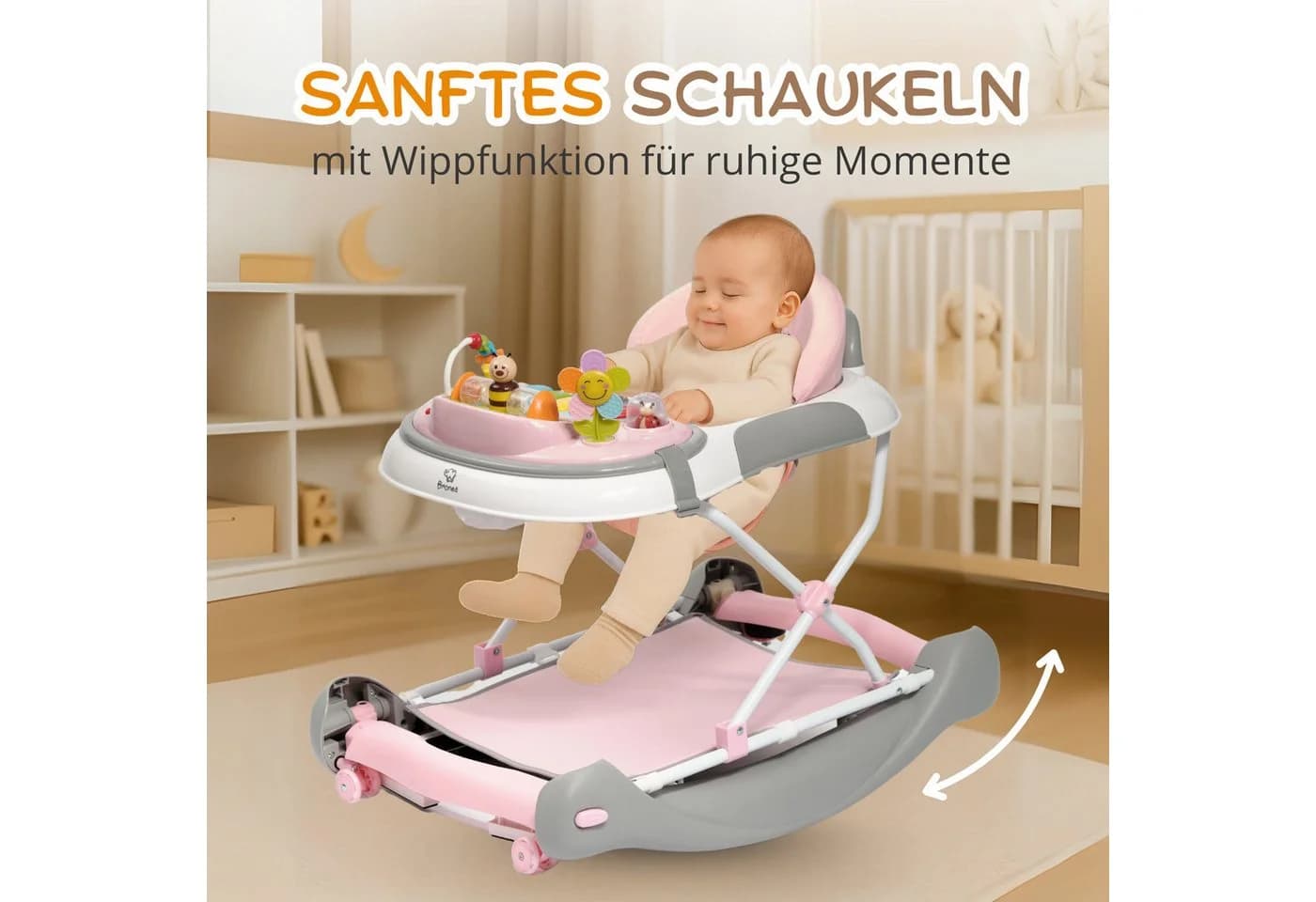 Bronea Lauflernhilfe 4in1 Gehfrei Baby Lauflernwagen Rosa - Bild 4