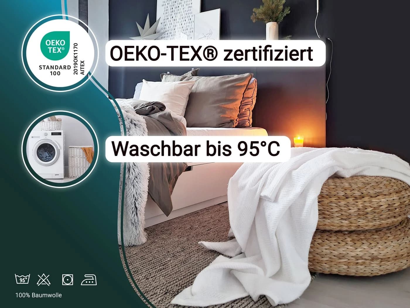 ZOLLNER Wohndecke 100% Baumwolle Leicht & Knitterarm