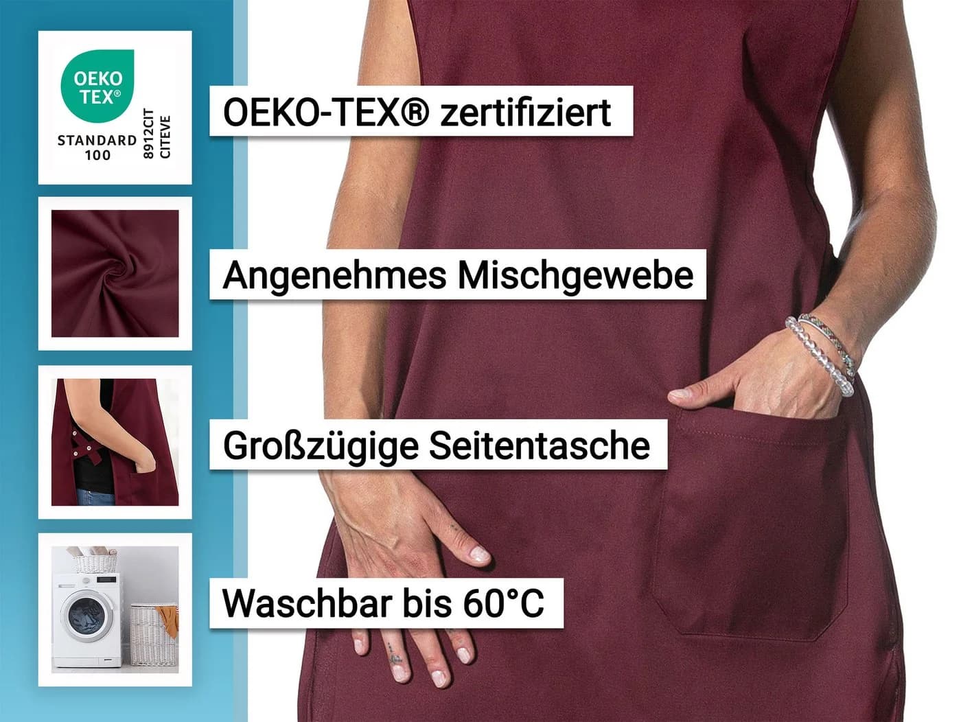 ZOLLNER Kochschürze 65% Polyester 35% Baumwolle
