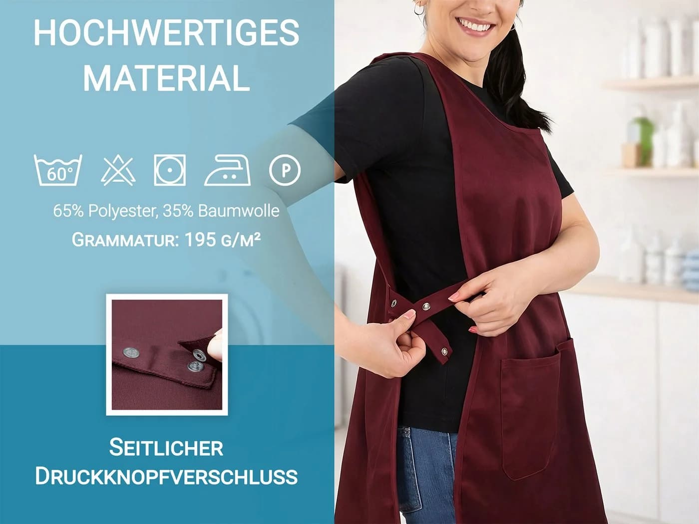 ZOLLNER Kochschürze 65% Polyester 35% Baumwolle - Bild 3