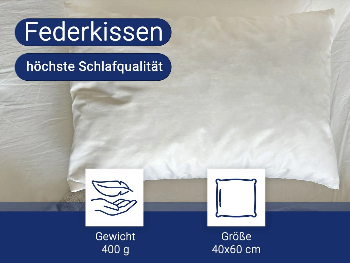 ZOLLNER Kopfkissen 40x60 cm Federn Daunen Weiß - Bild 4