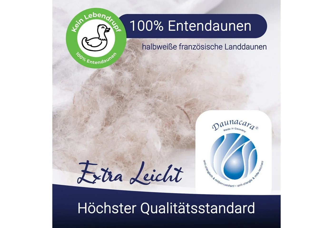 ZOLLNER Kopfkissen 100% Entendaunen 40x40cm Baumwolle - Bild 4