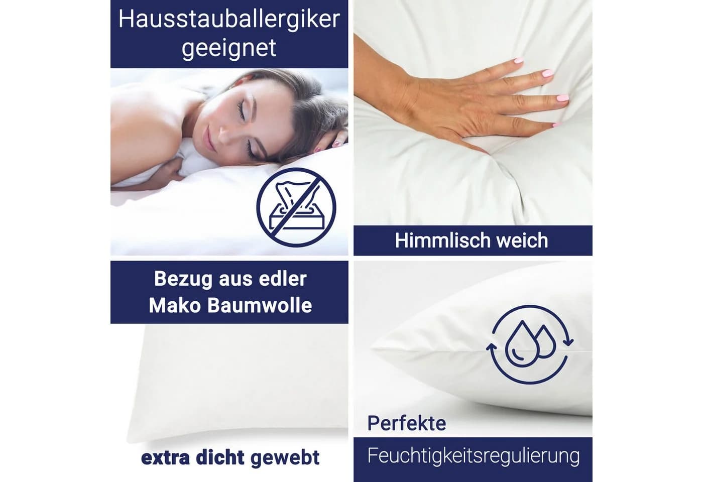 ZOLLNER Kopfkissen 100% Entendaunen 40x40cm Baumwolle - Bild 5