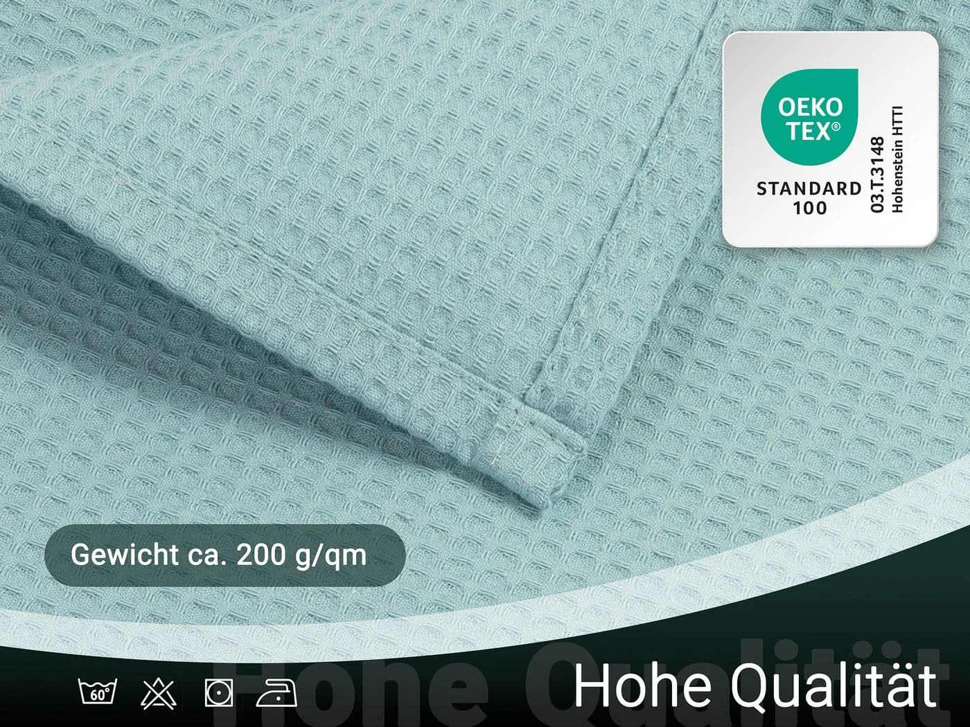 ZOLLNER Wohndecke 150x200 cm 100% Baumwolle Hellblau - Bild 5