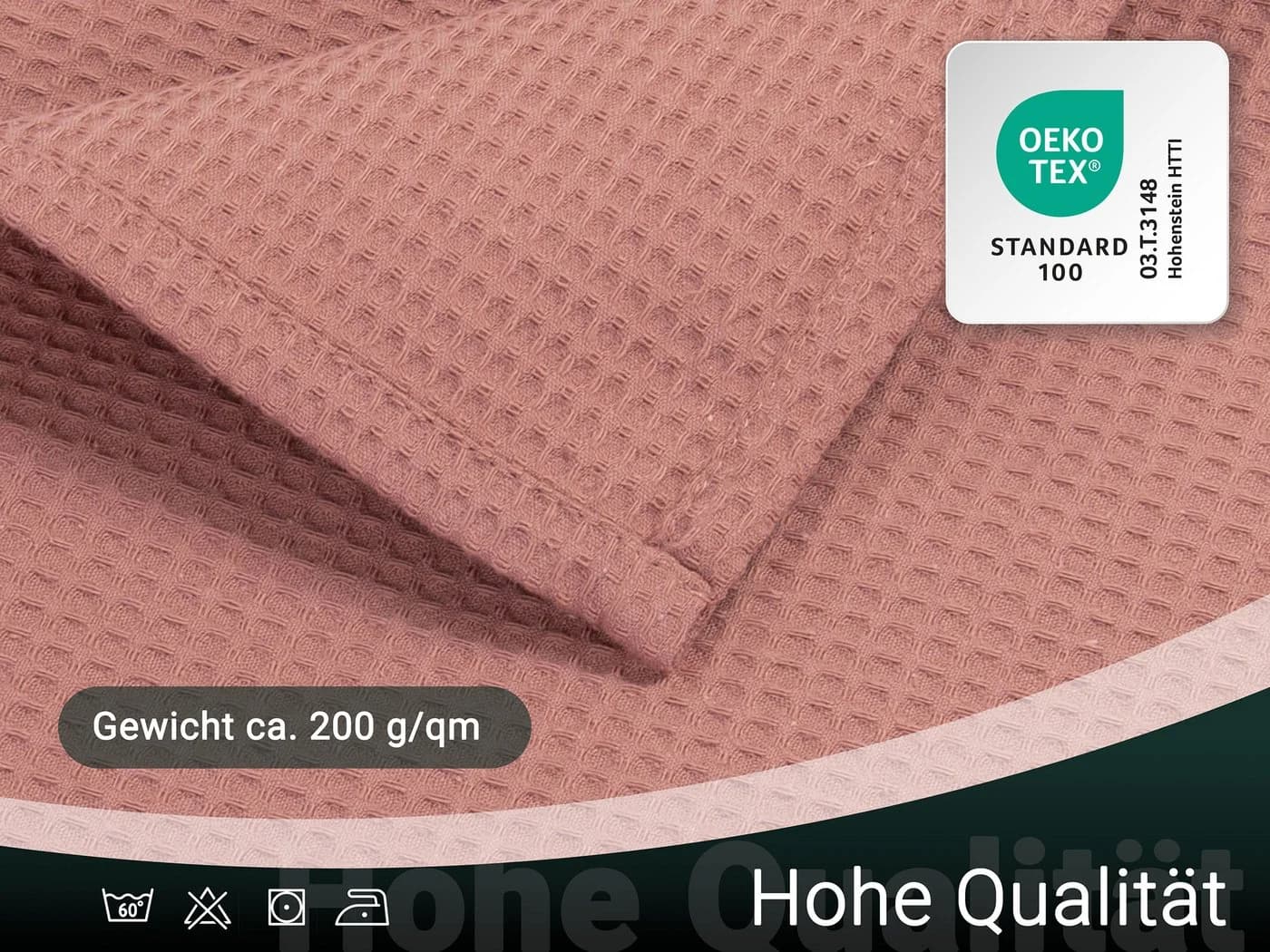 ZOLLNER Wohndecke 150x200 cm Rosa 100% Baumwolle - Bild 5