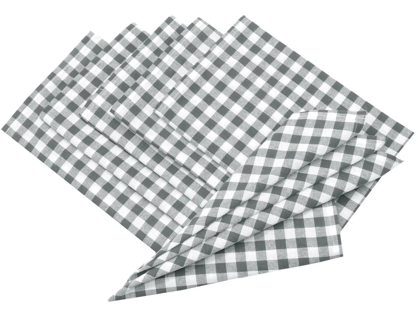 ZOLLNER Stoffserviette 6er Set Grau-Weiß Karo 100% Baumwolle - Bild 2