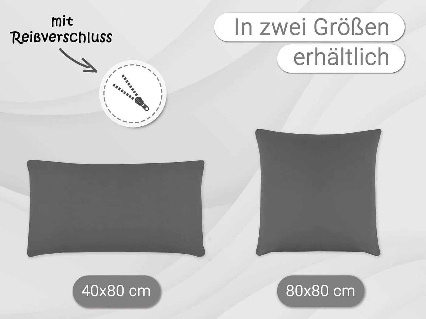 ZOLLNER Kissenbezug Anthrazit 40x80 cm 100% Baumwolle - Bild 5