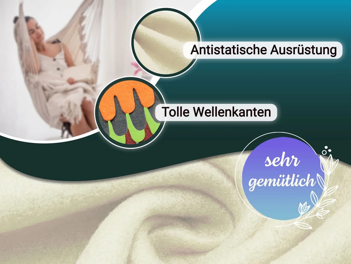 ZOLLNER Wohndecke 130x170 cm Polyester Beige Kuscheldecke - Bild 5