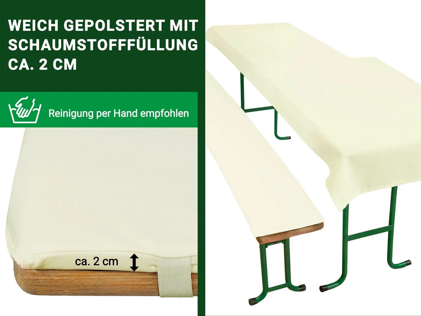 ZOLLNER Bierzeltgarnitur 3-tlg. Beige Polyester - Bild 3