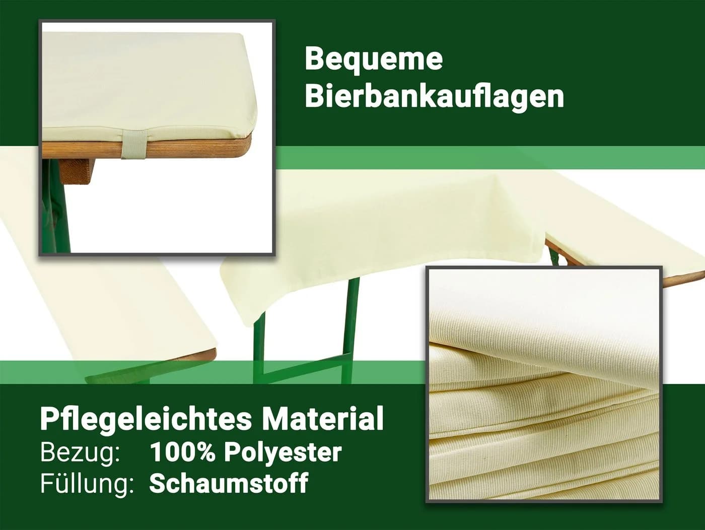 ZOLLNER Bierzeltgarnitur 3-tlg. Beige Polyester - Bild 4