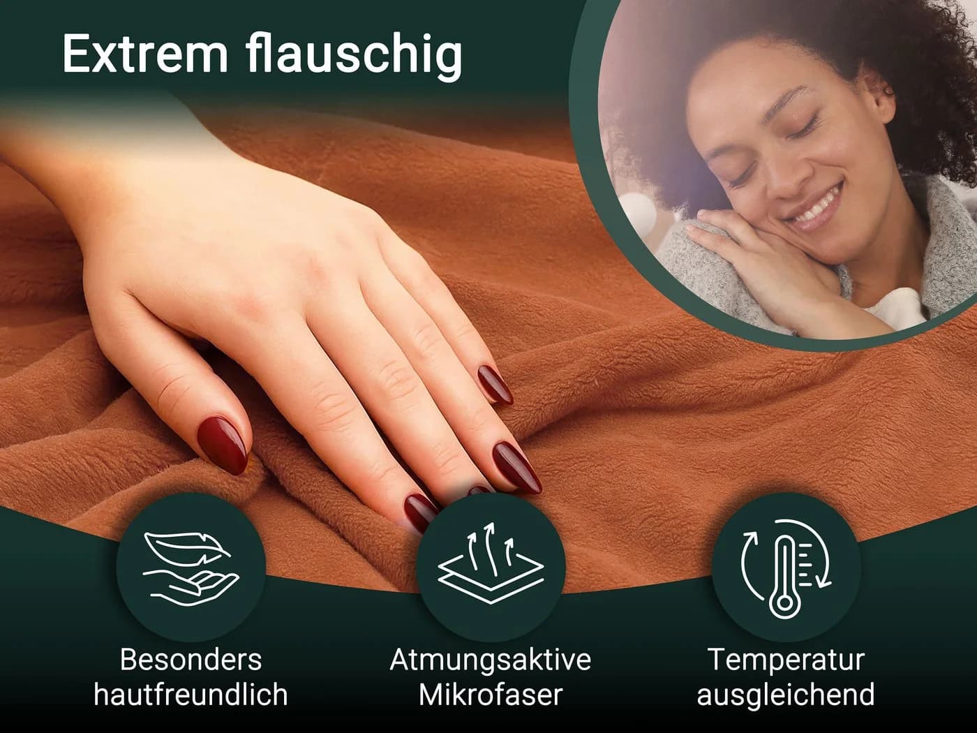 ZOLLNER Wohndecke 150x200 cm Polyester superflauschig - Bild 4