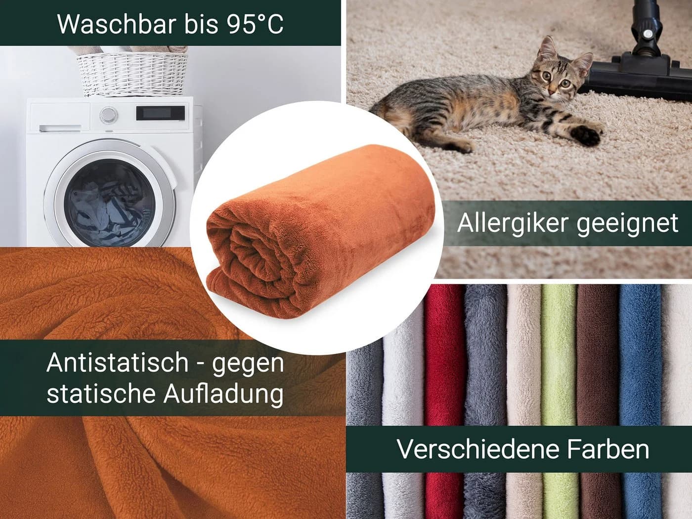 ZOLLNER Wohndecke 150x200 cm Polyester superflauschig - Bild 5