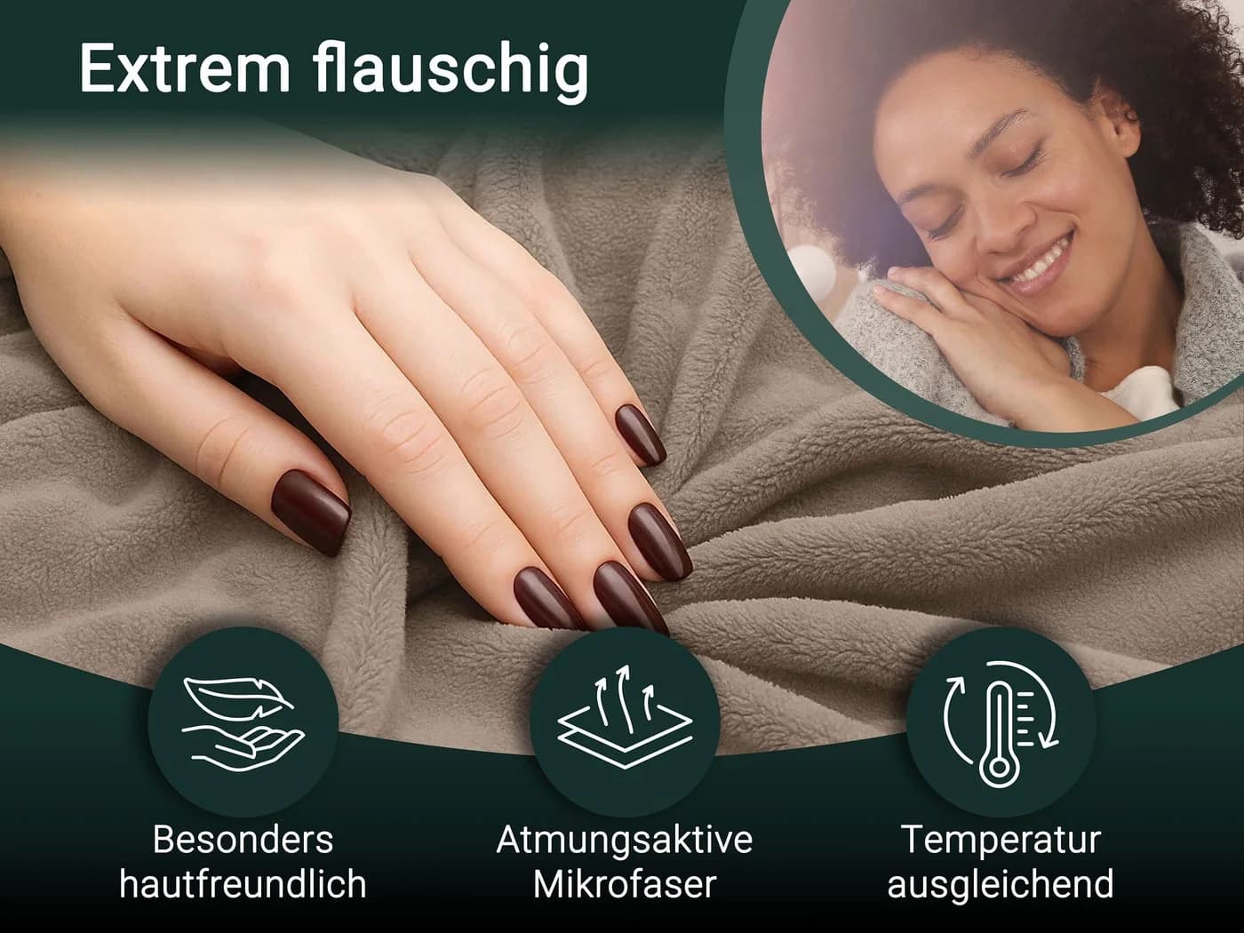 ZOLLNER Wohndecke 220x240cm Polyester superflauschig braun - Bild 4