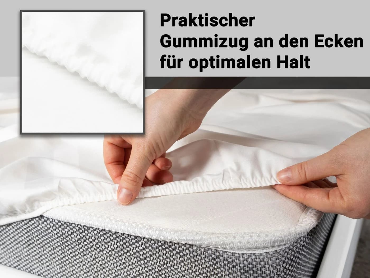 ZOLLNER Spannbettlaken Satin Baumwolle 90x200 cm - Bild 5
