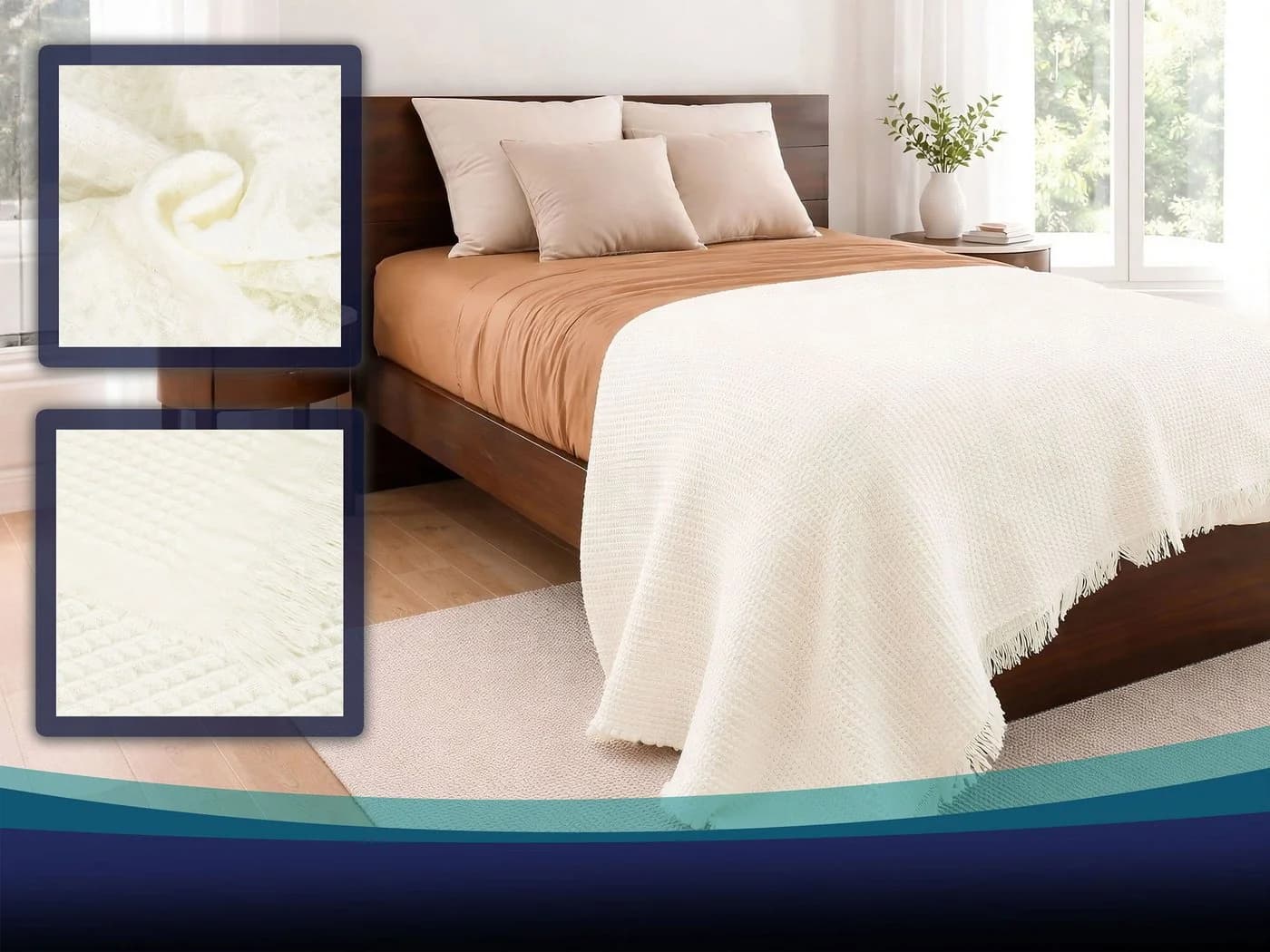 ZOLLNER Wohndecke 150x200 cm 100% Polyacryl Creme