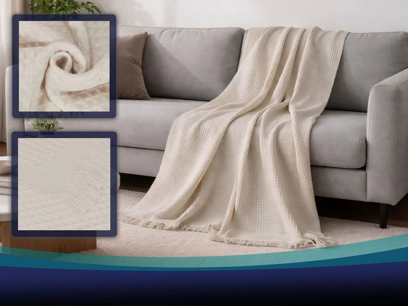 ZOLLNER Wohndecke 150x200 cm Beige 100% Polyacryl