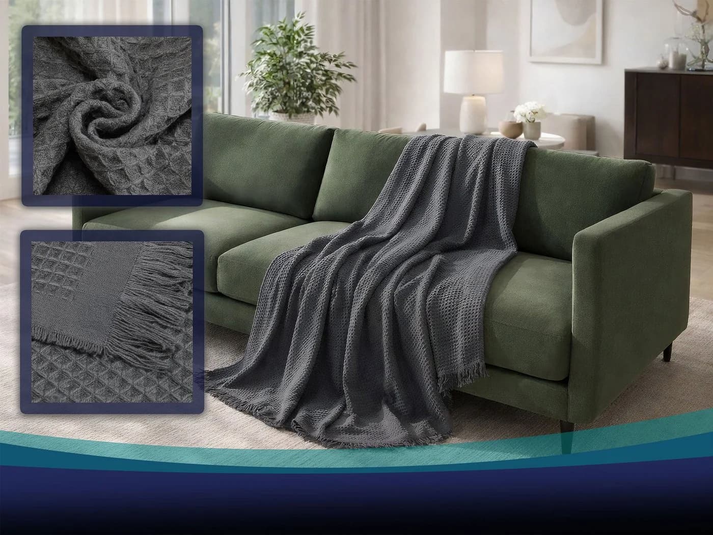 ZOLLNER Wohndecke 150x200 cm Anthrazit 100% Polyacryl