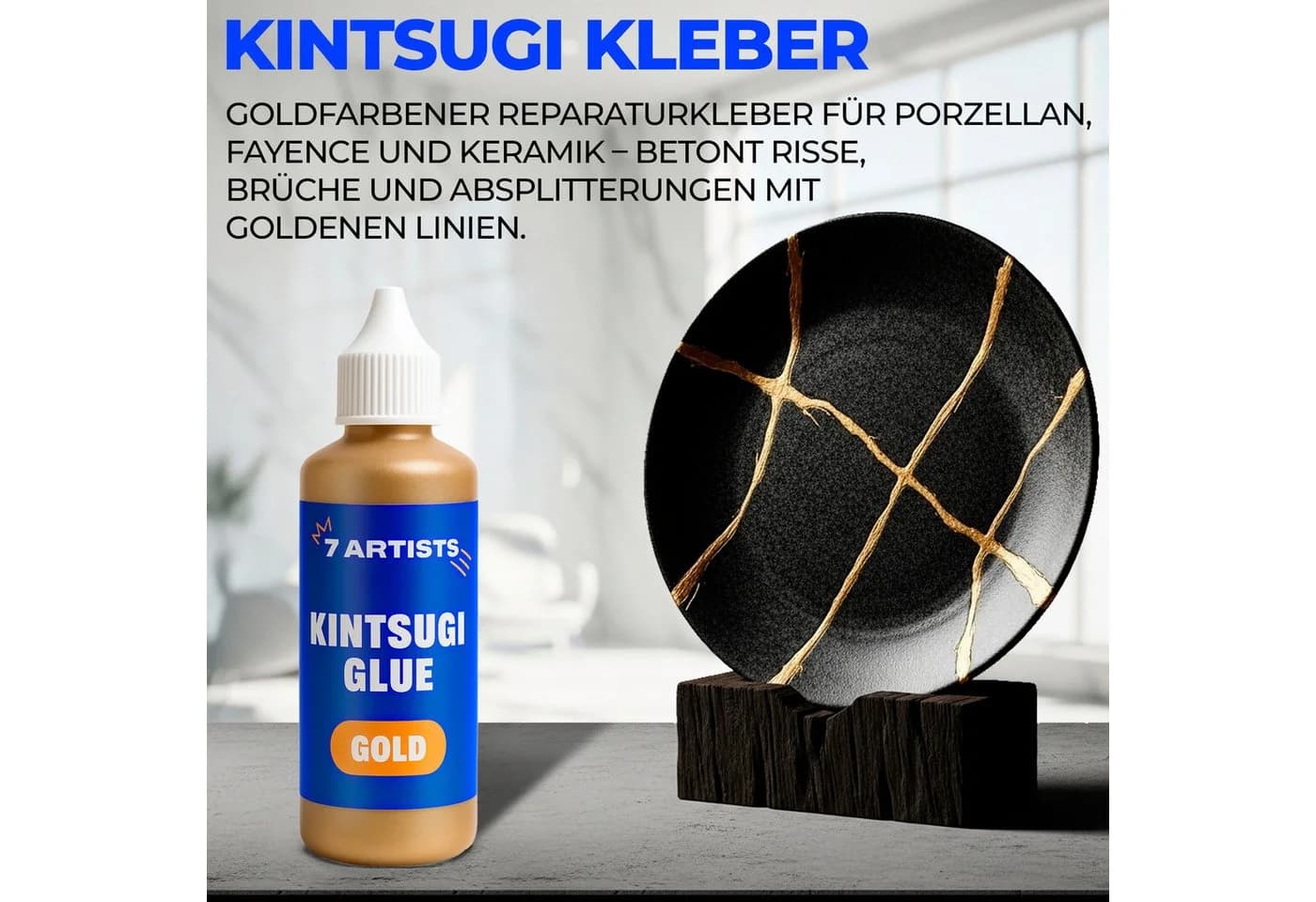 7 Artists Kintsugi Kleber Gold Keramik Porzellan Reparatur Deko 80 ml