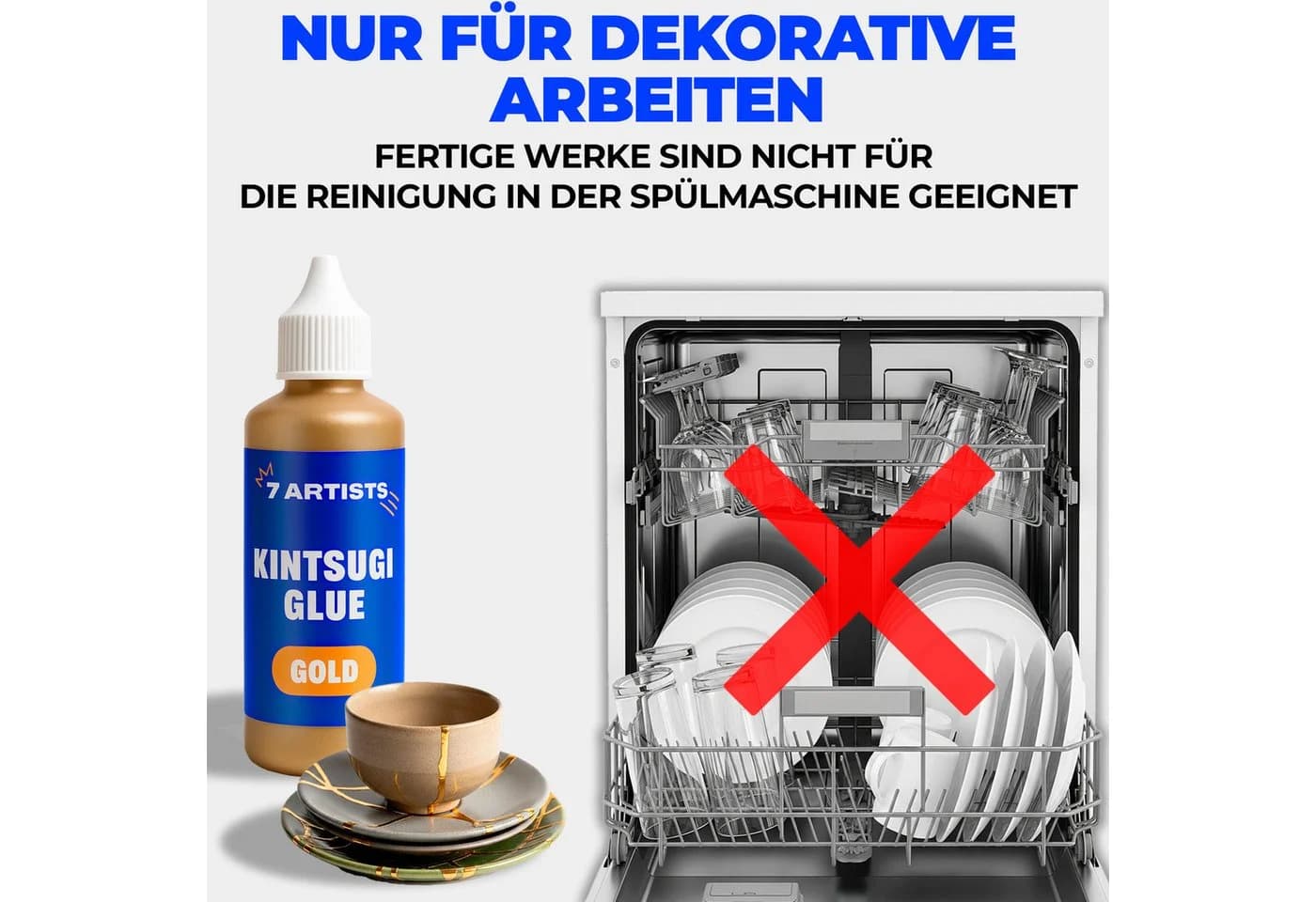 7 Artists Kintsugi Kleber Gold Keramik Porzellan Reparatur Deko 80 ml - Bild 3