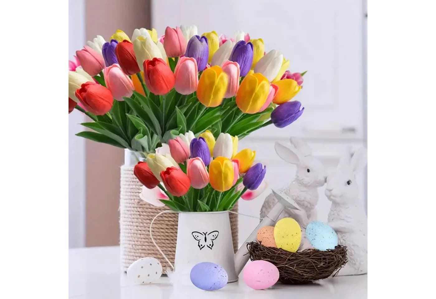 Deggelbam Kunstblumenstrauß 12 Stück Tulpen Seidenblumen - Bild 2