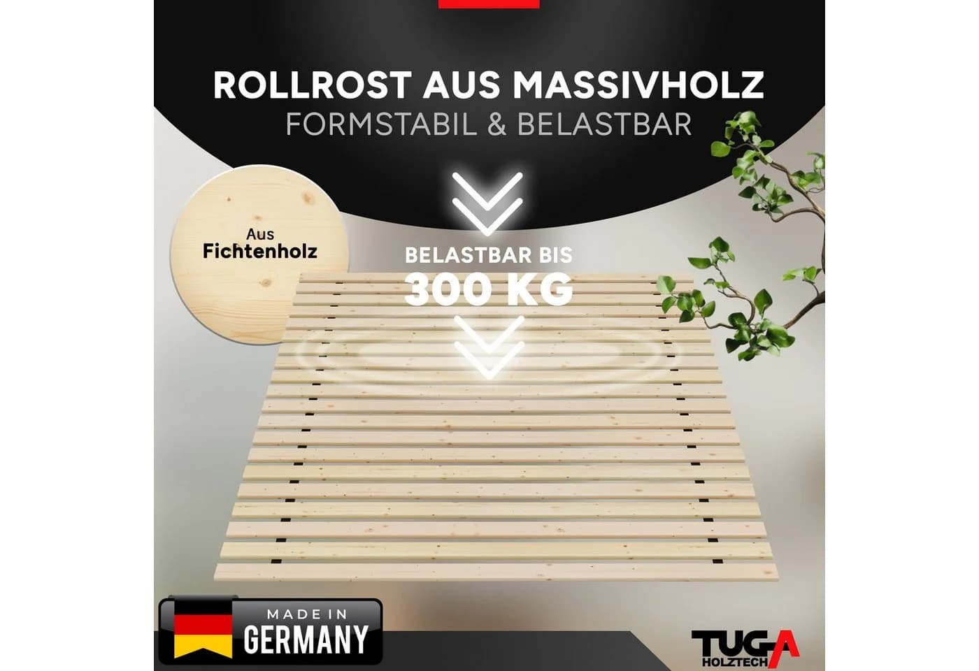 TUGA-Holztech Rollrost Lattenrost 300kg Fichte