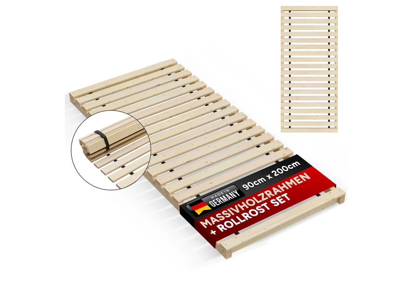 Rollrost Lattenrost inkl. Auflagerrahmen 90x200 cm TUGA-Holztech - Bild 2