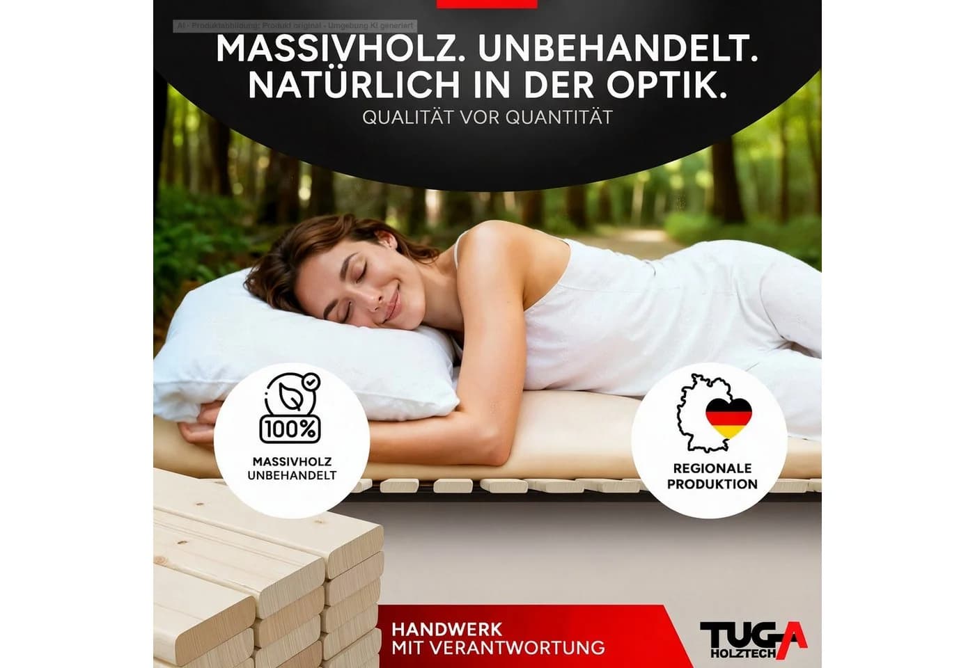 Rollrost Lattenrost inkl. Auflagerrahmen 80x200 cm TUGA-Holztech - Bild 5