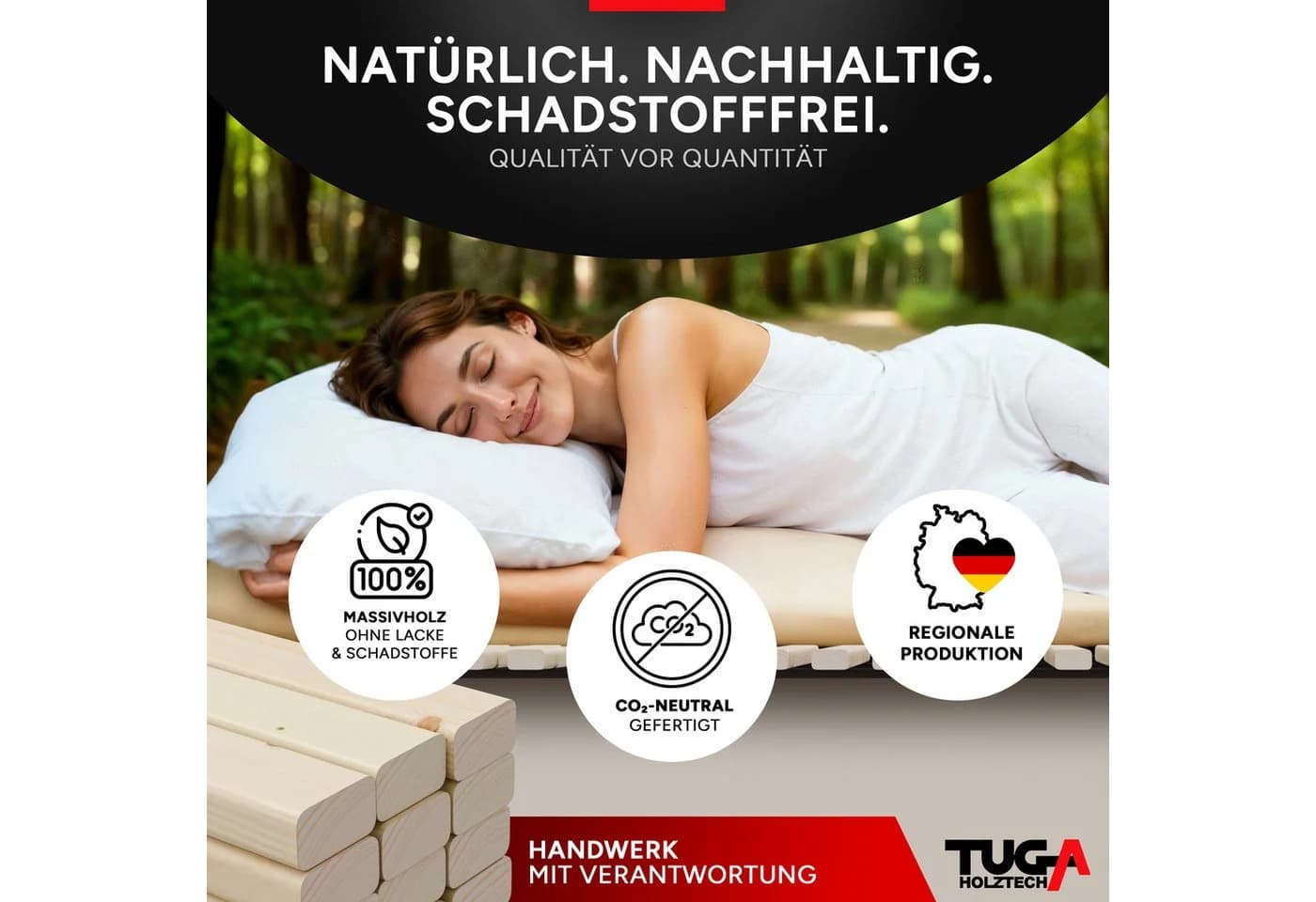 TUGA-Holztech Rollrost Lattenrost 24mm Massivholz 300kg Flächenlast - Bild 5