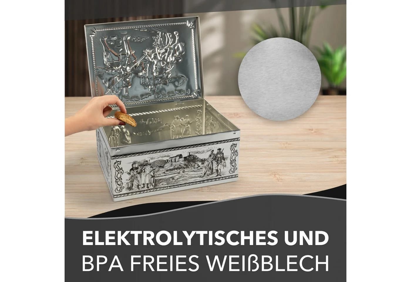 MediMuc Keksdose Rittertruhe Silber Retro Metall - Bild 5