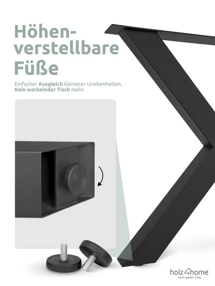 holz4home® Tischgestell aus Metall Schwarz Pulverbeschichtet Schwerlast - Bild 4