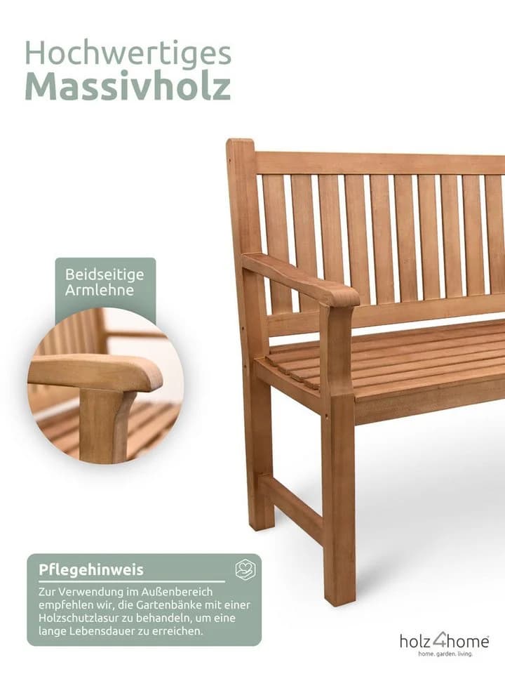 holz4home® Gartenbank aus Pappelholz für 2-3 Personen - Bild 3