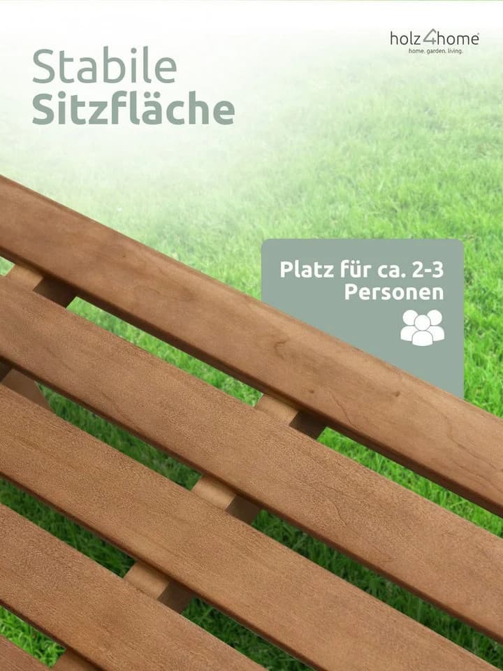 holz4home® Gartenbank aus Pappelholz für 2-3 Personen - Bild 4