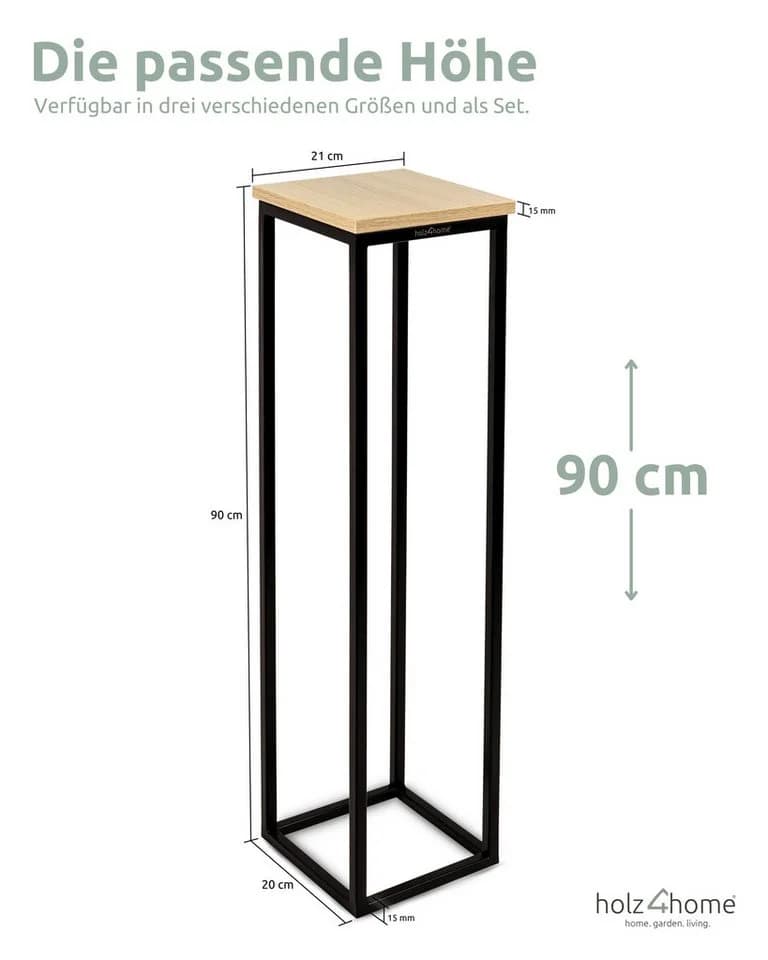 holz4home® Blumenständer MDF Sonoma Eiche mit Metallgestell Schwarz - Bild 5