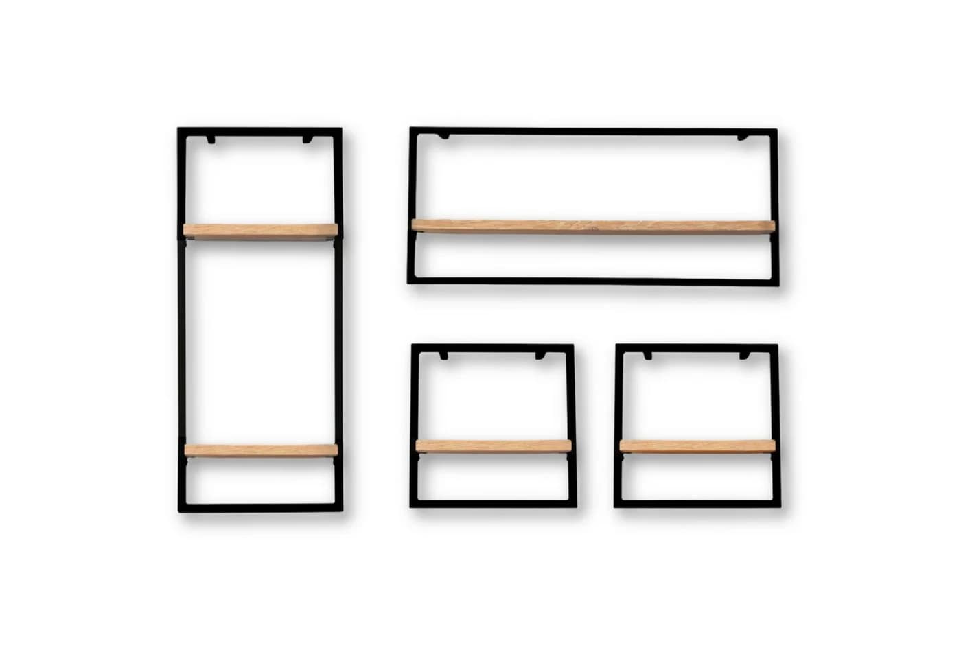 holz4home® Wandregal Eiche Hellgrau Metallrahmen Schwarz Industrial - Bild 2