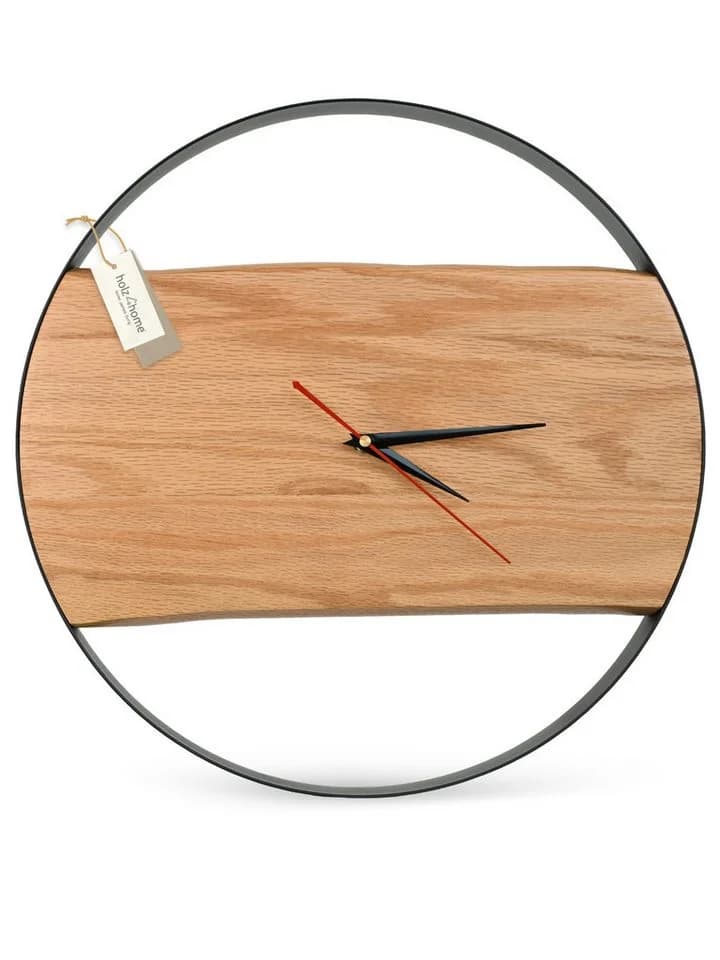 holz4home Wanduhr Eichenholz Stahlrahmen Braun/Schwarz - Bild 2