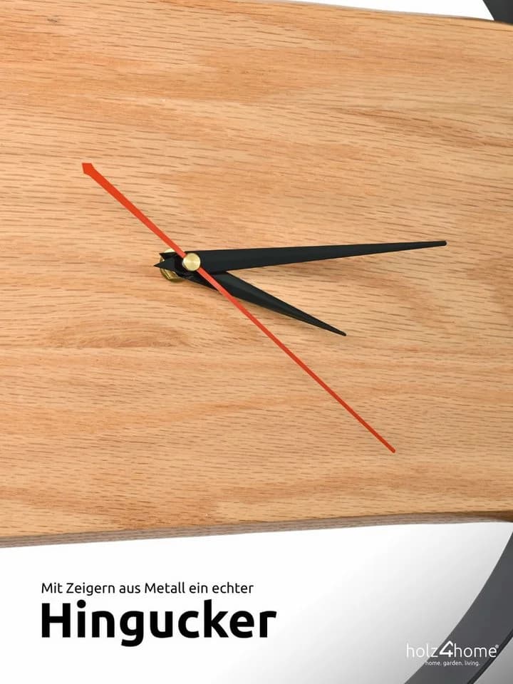 holz4home Wanduhr Eichenholz Stahlrahmen Braun/Schwarz - Bild 4