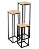 holz4home® Blumenständer 3er Set MDF Sonoma Eiche Metallgestell Schwarz Bild 2