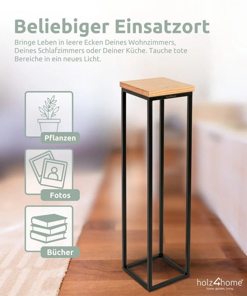 holz4home® Blumenständer Eichenholz Massiv Stahlrahmen Loft-Stil - Bild 4